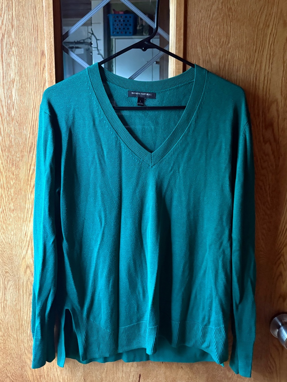 Banana Republic Teal Green V-Neck Sweater